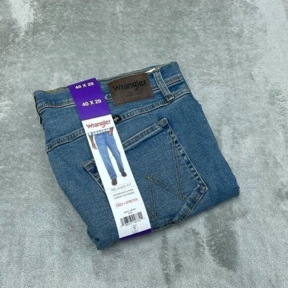 Wrangler Mens Relaxed Fit Stretch Jeans Size 40x29 Blue a1210 - Picture 1 of 3